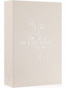 Photo Album 6x4 Slip In, OUR MEMORIES Linen 300 Pockets Photo Albums Holds Landscape Only 10x15cm Picture Beige - Beige - View 1