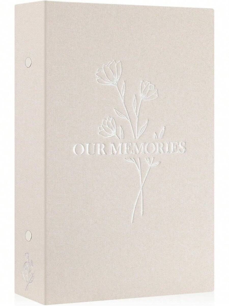 Photo Album 6x4 Slip In, OUR MEMORIES Linen 300 Pockets Photo Albums Holds Landscape Only 10x15cm Picture Beige - Beige - View 1