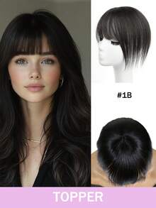 Hair Toppers For Women Real Human Hair Pieces Human Hair Toppers For Women With Bangs Clip In Bangs Hair Extensions For Daily Wear - Natural & Black - View 2