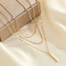 AIVEO High-Quality Stainless Steel Golden Women's Layered Necklace, Fade-Resistant, Comfortable And Versatile, Simple And Elegant, Suitable For Daily Wear Or Party Fashion Women's Necklace, Jewelry Accessory, Exquisite Gift For Women - 金色的 - 查看 3