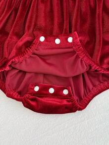Newborn Baby Girls' Christmas Red Ruffled Collar Long Sleeve Bodysuit, Princess Style, Spring/Autumn - Red - View 7