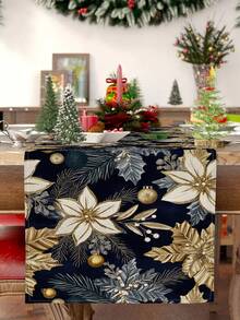 1pc Christmas Floral Table Runner, Christmas Decor Table Runner, Christmas Linen-Like Table Runner, Table Runner, Table Runner, 1pc Table Runner, 4pcs Placemats, 1pc Pillow Cover, 3 Products Available, Seasonal Home Decor Indoor & Outdoor Party Supplies, Winter Home Decor, Christmas Decoration, Christmas Room Decor, Christmas Party Decoration