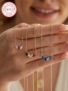 A Bespoke 925 Sterling Silver Olive-Shaped Birthstone Necklace, A Personalised And Exquisite Piece, Customised Birthstone Necklace, Family Gift, Anniversary Present, Birthday Gift, Commemorative Token, Graduation Present, Christmas Gift, A Thoughtful Gift For Her.