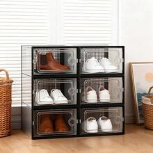Shoe Storage Box, 6/12 Pack Clear Plastic Stackable Storage Boxes, Space Saving Multifunctional Sneaker Rack Container Box Rack, Foldable Shoe Storage Box, Ideal Halloween/Christmas Gift - 彩色 - 查看 12