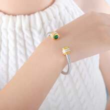 1 件不锈钢绳状手链，镶有 12 颗诞生石和锆石，适合女性