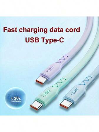 USB Type C Fast 120W 6A Charging DataCable Soft Silicone Durable CompatibleWith S24 S22 Redmi Realme K50Honor P60 P40 OPPO Oneplus AndroidDevices Phone Charger Cord Usb C DataTransfer