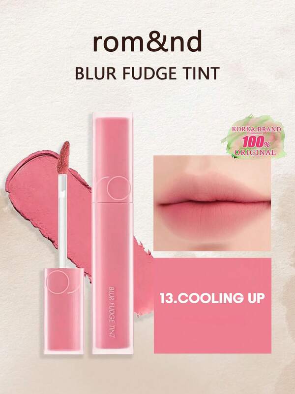 Rom&nd BLUR FUDGE TINT 13 Cooling Up 0.17oz, Romand Liquid Lipstick, Lip Gloss, Matte Lip Tint Light Weight Cream Type Spreadable Super Stay High-Pigment Non-Drying Velvety Matte Smudges Easily & Smoothly K-Beauty,GIFT, 5.0g/0.18oz