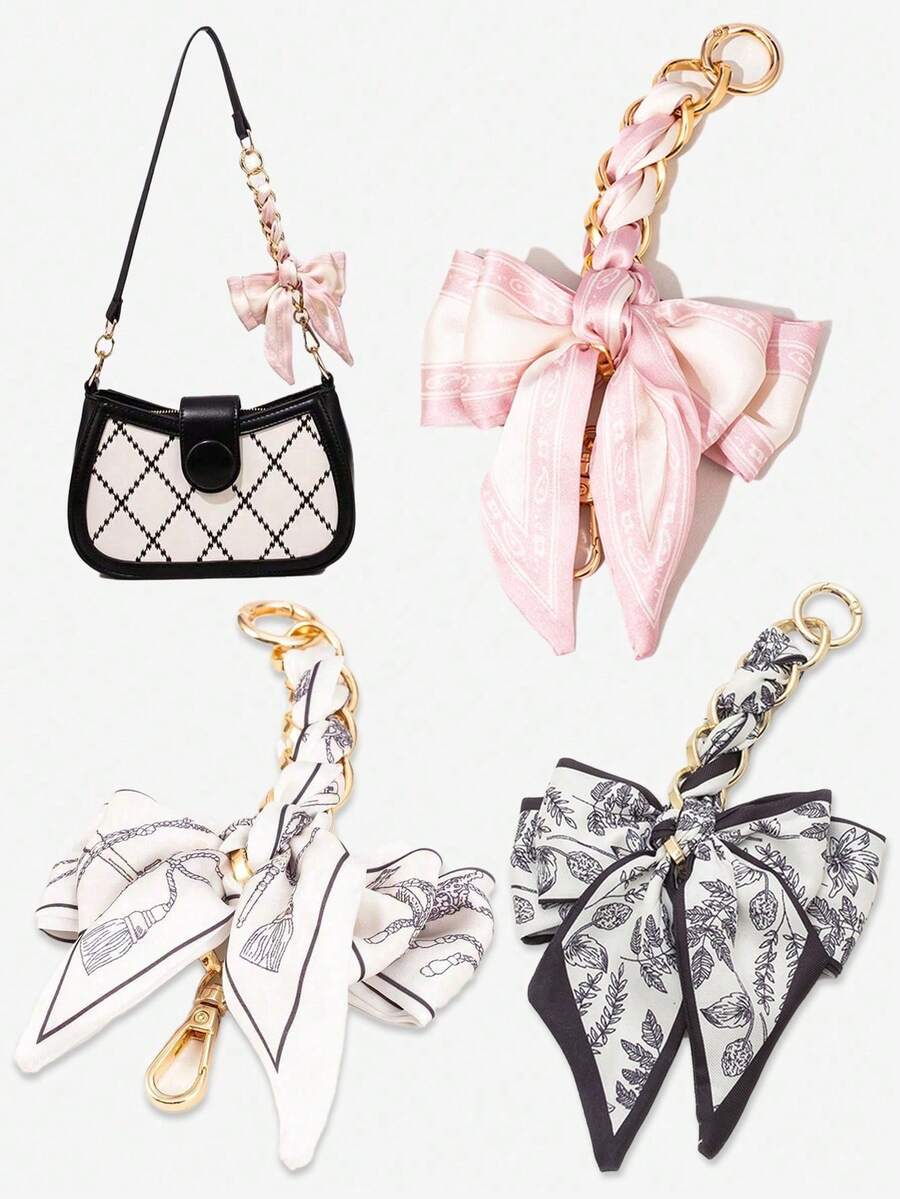 Women Bag Extender Chain Bow Pattern Purse Strap Extender Chain For Handbag Crossbody Bags Decorative Chain For Women's Purse Couple Gifts Travel Essential Accessories For Outdoor Office Back To School - 彩色 - 查看 1