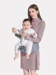 rooya baby Lightweight 4-Season Dual-Use Single Seat Baby Waist Stool, Infant Carrier Backpack, Front Carry Wrap, Suitable For Outdoor & Daily Use - Grey - View 4