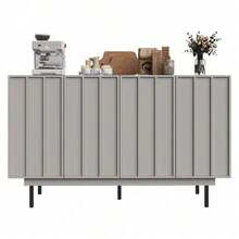 Esszimmerschrank (140*38,5*82,5cm), Esszimmer-Wohnzimmer-Aufbewahrungsschrank, einzigartiges Design, Schranktürdesign, freistehender Schrank, Minimalistisches Sideboard,Schwarz