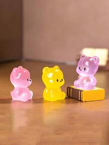 10/20pcs Luminous Mini Resin Bears Figurines, Glow In The Dark Miniature Bear Tiny Animals Ornament For DIY Fairy Garden, Fall, Winter, Thanksgiving, Christmas Decorations, Home Office Desk, Sensory Bins, Collector Displays, Car Interior Accessories, Birthday Party Gifts(Random Color) - Multicolor - View 4