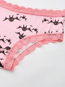 Dircho 12 件女式性感可爱哥特式低腰内裤 - 撞色蕾丝，全身万圣节骷髅、眼球、星星和南瓜灯印花，舒适的女士低腰内裤 - 万圣节内衣和内衣 - 舒适，款式多样，是特殊场合或日常穿着的完美礼物