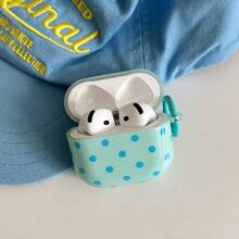 Custodia per auricolari minimalista a pois blu e verde + anello per appendere compatibile con Apple Pro 3/Pro 2/Pro/ 4/3/2, custodia per auricolari alla moda