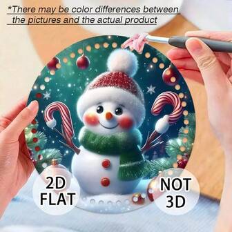 2pcs Decorative Hanging Cute Snowman, 2D Printed Round Woven Bag Bottom, Handmade Creative Unfinished Woven Base, Basket Weaving Craft, Handwoven Bag