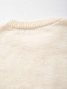 男士休闲宽松简约通勤高端日常百搭纯色针织长袖圆领套头毛衣，秋冬款 - 米色 - 查看 9