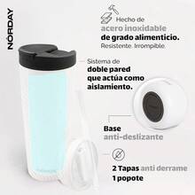 termos caliente y frioNORDAY Termo Bloom 25oz - Blanco Vasos Acero Inoxidable Termo para Café y Agua Mantiene Bebidas Frías y Calientes Regalos para Hombre y Mujer Incluye 2 Tapas y 1 Popote Reutilizabletermo de agua - blanco - Ver 4