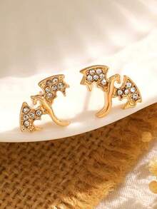 1 Pair Elegant Copper Zirconia Stone Devil's Eye Stud Earrings, Women's Earrings, Suitable For Daily, Party, Holiday Wear, Women's Jewelry