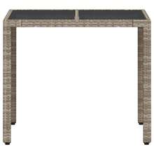 Garden Table With Glass Top Light Grey 90x90x75 Cm Poly Rattan - Grey - View 5