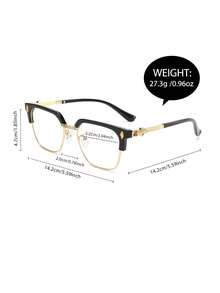 1 Pair Men's Metal Half-Rim Vintage Style Glasses, Suitable For Daily Wear, Gaming, And Computer Work - 無色 - 查看 5