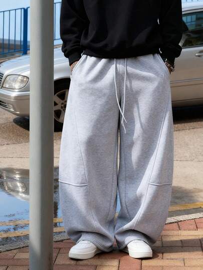 1 pieza Pantalón de chándal casual y suelto, diseño minimalista, adecuado para el uso diario, todas las estaciones, casual, deportes, fitness, camping, viajes, ropa urbana, joggers, tejido transpirable, pierna recta, estilo novio, pantalones de baloncesto, negro