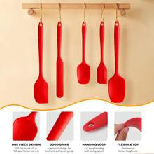 Zestaw 6 silikonowych przyborów kuchennych – kolory nordyckie – szpatułki do gotowania i pieczenia, skrobaki, pędzel, rozprowadzacz lukru – materiał gumowy, motyw świąteczny, bez ładowania i baterii