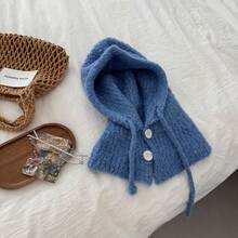 Rote Balaclava-ütze für Frauen, warme Strickmütze für Herbst und Winter mit Nackenwärmer, einteilige große Kopfumfang Ohrenschutz Wollmütze - Dunkelgrau - Übersicht 8