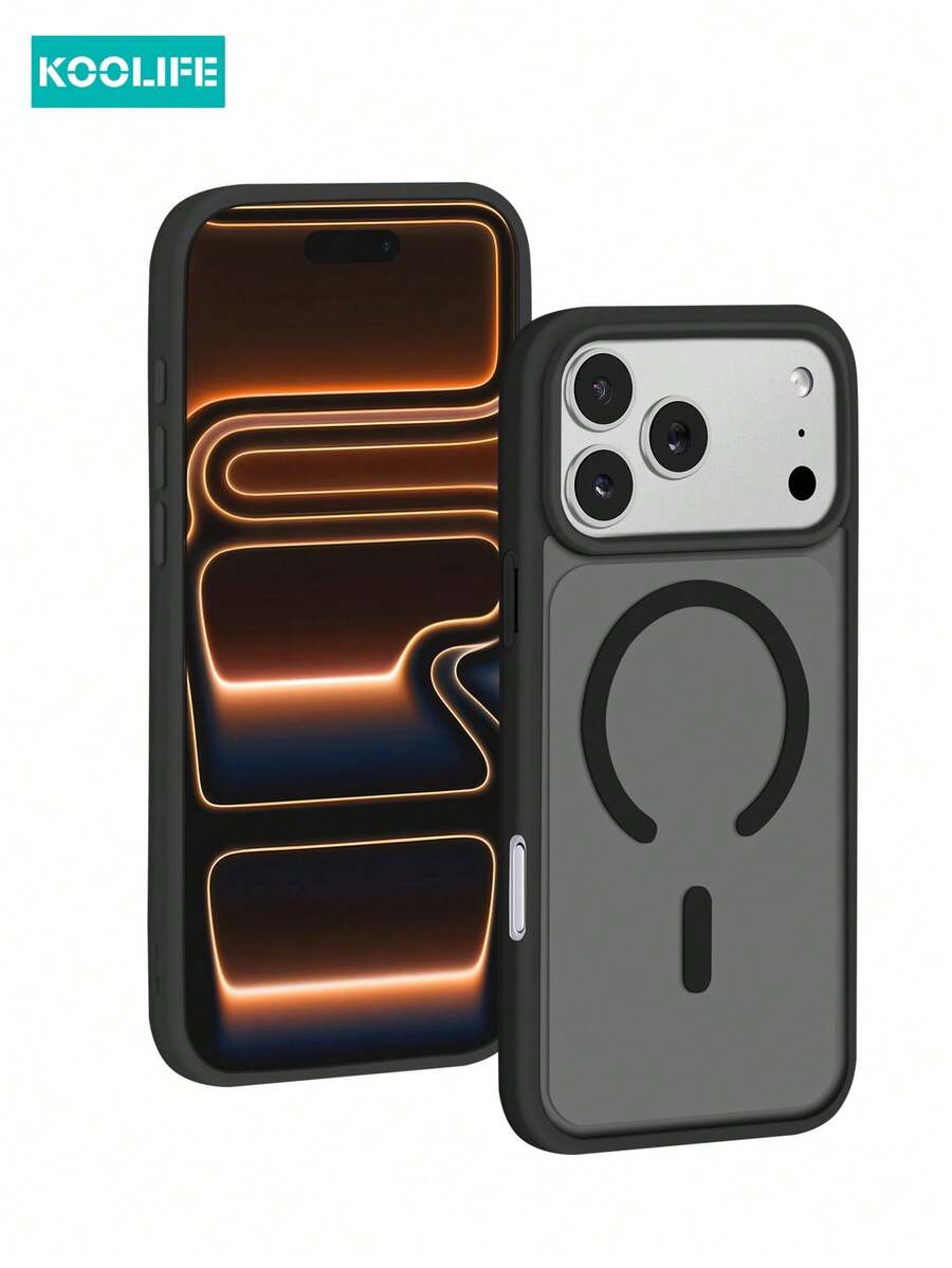 Koolife 1 Ốp lưng điện thoại từ tính 2 trong 1 thân thiện với da cho Apple 17Pro, mặt sau bằng PC + TPU mờ, tương thích với Apple 17ProMax/17/17Pro/17Air/14/14Pro/14ProMax/15/15Pro/15ProMax/16/16Pro/16ProMax/16e - màu đen - Xem 1