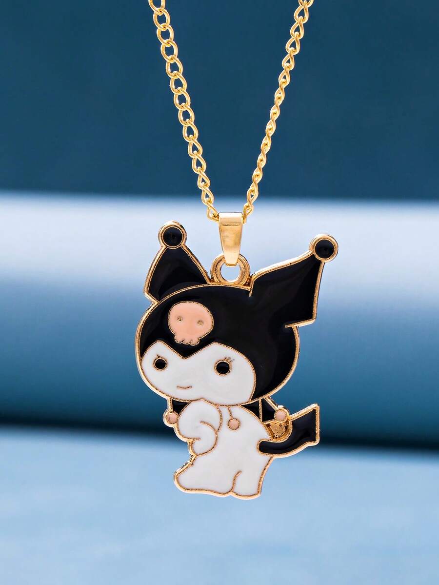 Sanrio 1pc Cute Cartoon Kuromi Pendant Necklace, Suitable For Daily Wear - Black - View 1