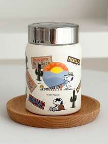 SNOOPY 1 件 280ML 史努比不锈钢真空保温杯，小巧可爱的陶瓷涂层袖珍杯，户外便携式简约水瓶，男女皆宜