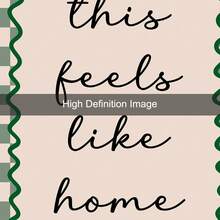 1pc Framed/Unframed Green/Pink This Feels Like Home Canvas Poster Gingham Typography Quote Wall Art Print Minimalist Aesthetic Decor Funky Painting For Dorm,Living Room,Bedroom,Modern Home Decoration,Housewarming Gift