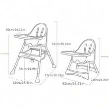 Children's Dining Chair Adjustable Height Baby Highchair With Detachable Seat For Easy Cleaning And Storage - 綠色 - 查看 2