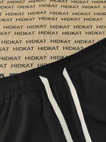 Hidkat Quần ống rộng dáng suông mùa xuân hè cho nữ, họa tiết ngôi sao, kẻ sọc, chữ cái, màu trơn, phong cách đường phố, Y2K, thoải mái, mặc hàng ngày, màu đen. - màu đen - Xem 5