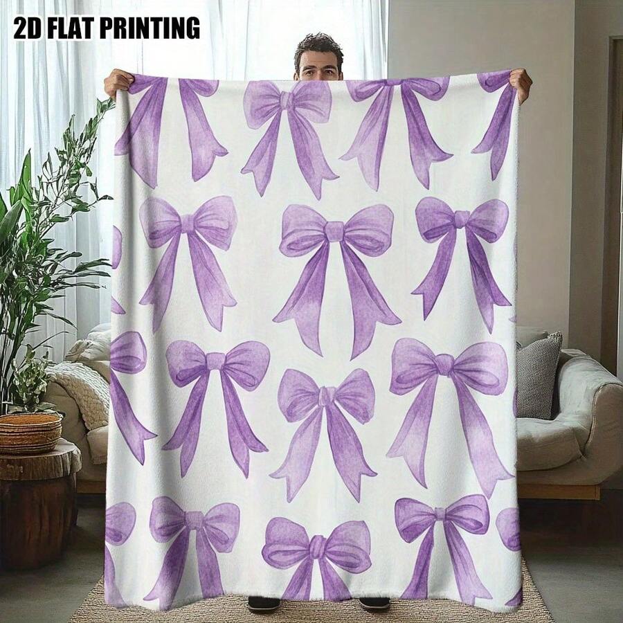 Bowknot Prints Ultra-Soft Flannel Throw Blanket Digital Printing, 280gsm, All-Season Comfort Polyester Blankets Great Gift For Friend, Family, Wedding, Birthday,Warm,Soft,Comfortable,Cozy Personalized Ideal Gifts For Him,Her,Boyfriend,Girlfriend,Dad,Mom,Family,Friends,Pets ,For Anniversaries,Valentine's Day,Mother's Day,Birthdays,Father's Day,Weddings,Graduation,Christmas,Housewarming Sofa,Bed,Car,Bedroom,Living Room,Office,Outdoor Camping,Beach,Wall Decoration - 多色22 - 查看 1