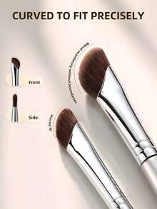 2pcs Nose Contour Brush, Highlighter Brush, Eyeliner Brush, Blending Brush, Contour Brush, Angled Eyeshadow Brush Makeup Brush Set, Including Highlighting Brush, Angled Nose Brush, Side Contour Brush, Contour Brush,Foundation Brush,Concealer Brush,Blush Brush,Contour Brush,Blush Brush,Bronzer Brush,Powder Brush,Foundation Brush,Blush Brush - Silver - View 3