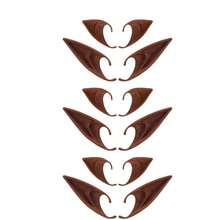 CLOUDRIVER Brown Tan Dark Ears - Halloween Renaissance LARP Masquerade Fairy Cosplay Ears Black Skin - E - Brown 6 Pairs Elf Ears - 查看 8