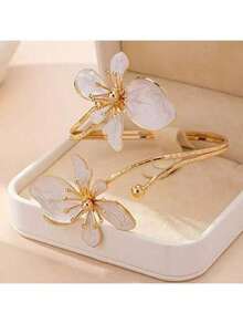 1pc Adjustable Floral Anklet With Geometric Design - Elegant Open Cuf Foot Chain Jewelry For Daily Wear, Parties & Holidays, Al-Season Comfort, Party Accessory Floral Pattern | Adiustable Ankle Jewelry, Anklets For Women Daily Wear Party Jewelry Gifts - Multicolor - View 9