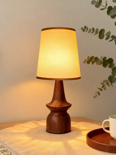 1pc Wooden Texture Decorative Table Lamp, Suitable For Living Room, Study, Hotel, Outdoor Camping, Eid Festival Gift, Bedroom, Reading, Children, Decoration, Pregnancy, Sensor, Prayer Corner, Italian, Minimalist, European, Chinese, French, Modern Arabic, Minimalist Islamic, Oasis Eclectic Style