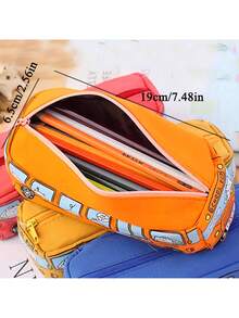 1 pieza Estuche para lápices de autobús de gran capacidad con diseño de dibujos animados, estuche para lápices, estuche para lápices de coche, estuche para lápices de autobús para estudiantes, caja de papelería