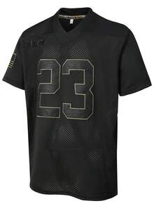 Atonmore Men's 23 Black American Football Jersey Casual Short Sleeved Embroidered Stitching V-Neck T-Shirt Party Rugby Sports Top - Black - View 2