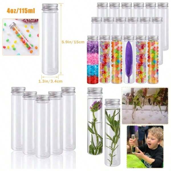 18 Pack 115 Ml Plastic Tubes With Screw Caps Flat - Bottomed Bath Salt Containers, Candy Containers Wedding Party Dcor