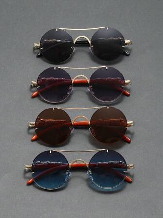 1 副男士小圆框豹纹装饰复古奢华时尚太阳镜，适合派对装饰、户外旅行、海滩度假，让您成为街头焦点