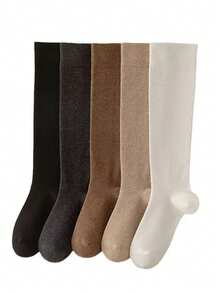 2 قطعة/10 قطع جوارب طويلة للنساء، جوارب ضاغطة للساق، جوارب بدون غرز، لون أحادي، بطراز مدرسي، قابلة للتنفس، ناعمة ومريحة، مناسبة للارتداء اليومي، التمارين الرياضية، المكتب، جميع المواسم والمناسبات [ملاحظة: الكمية لكل قطعة]