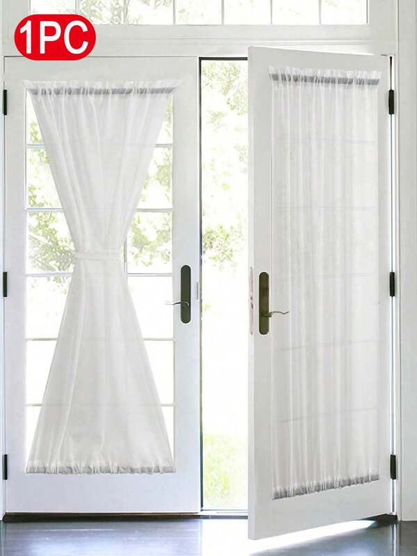 1 pieza Cortina blanca estilo japonés, semitransparente - Protege la privacidad, lavable a máquina/en seco, adecuada para la decoración de la sala de estar, dormitorio, puertas y armarios, diseño de bolsillo para varilla de fácil instalación, transpirable, apta para todas las estaciones