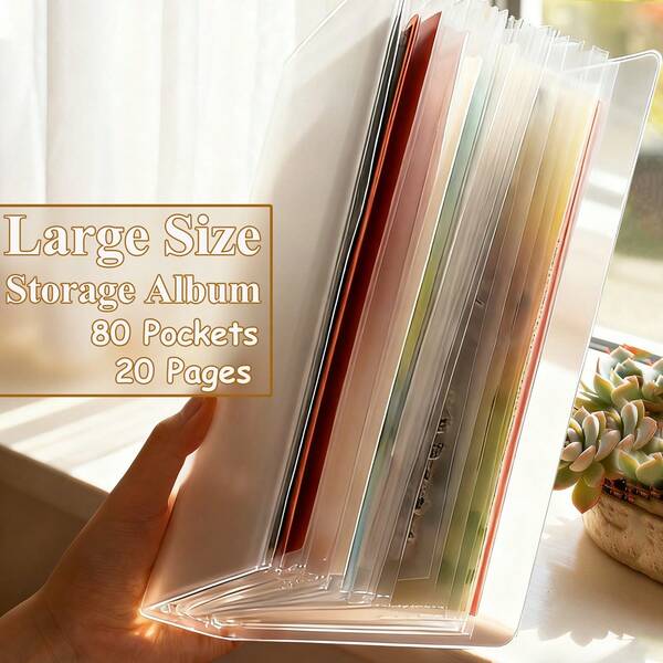 1 قطعة ألبوم تخزين الصور الشفاف الكبير، مجلد منظم لتخزين أختام وقوالب القص