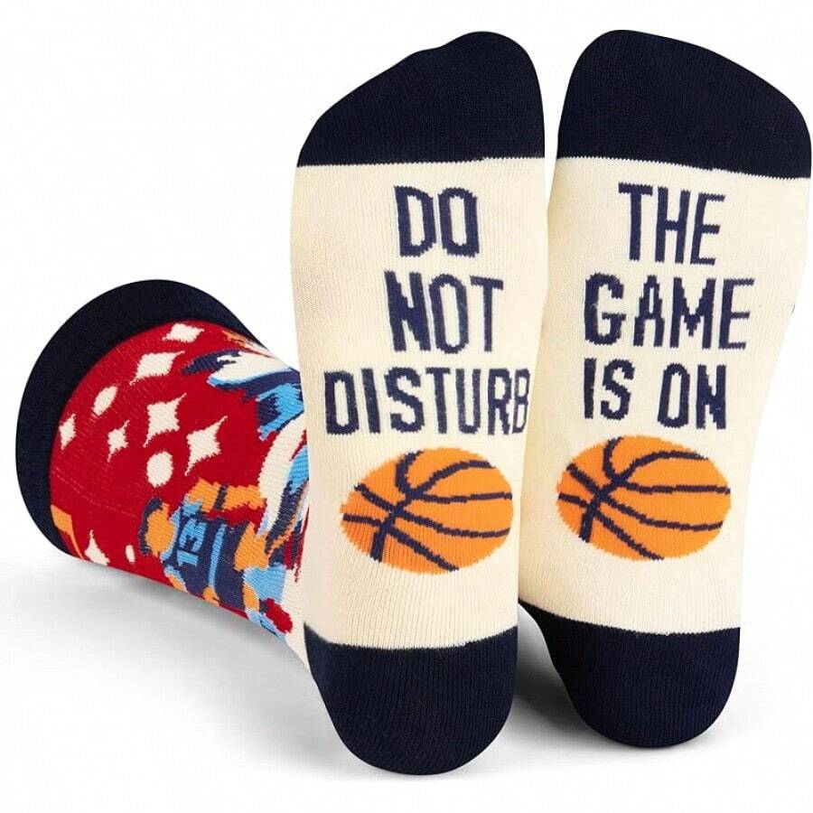 Calcetines Divertidos Lavley Para Hombres - Regalos Novedosos Para Fanáticos del Deporte, Golf, Pickleball, Levantamiento de Pesas, Carreras y Más - No molestar, el baloncesto está en calcetines - Ver 1