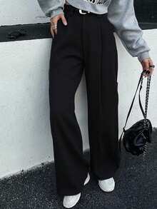 Livesso 女士高腰显瘦宽松直筒西装裤秋冬女士正装裤子