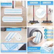 Mop Pads Compatible With O - Cedar H2prO Flat Mop System, 3 Pack Microfiber Mop Heads Replacements Ocedar Flat Mop, Washable And Reusable Mop Pad Refills,  On Hard Floors - 平板拖把墊-3個裝 - 查看 2