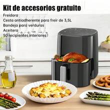 Freidora de aire saludable. Reduce 90% grasa. 8 funciones. 3.5L. Fácil limpiar - Negro (3,5 l) - Ver 3
