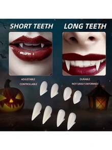 Set Of 8 Vampire Teeth 4 Size Halloween Cosplay Fangs Fake Teeth Halloween Party Cosplay Dentures Prop