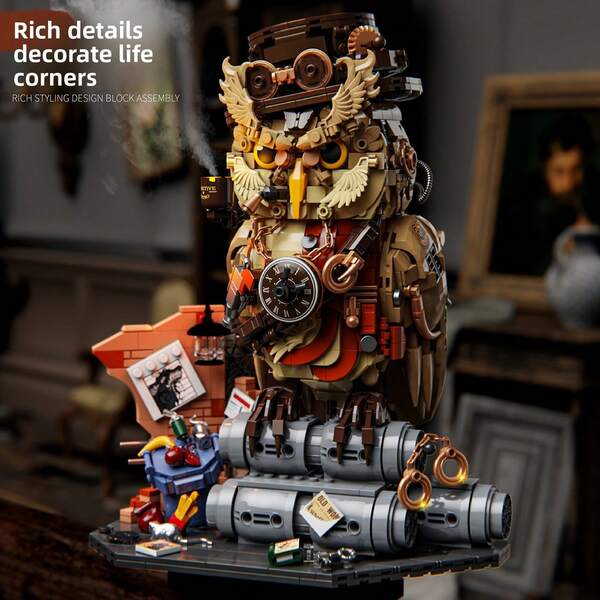 1280+Pcs DIY Owl Detective Brick Set,,Owl 3D Jigsaw Puzzle Building Blocks - Multicolor Interlocking Cubes With Large Eyes & Beak , No Glue/Electricity-Free Assembly, Birthday/Holiday Gift, Room Decor,DIY Mechanical Assembly, High-Quality ABS Plastic,For Home Decor, Best Gifts For Adults/Kids,Valentine's Day, Birthday, Christmas Gifts